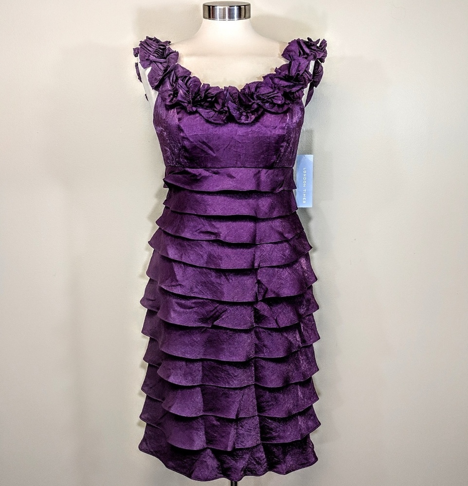 London Times Stretch Ruffle Dress